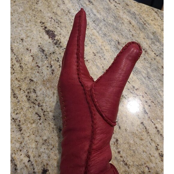 Eddie Bauer Women Size M Red Soft Leather Gloves Wool Angora Lined Top Stitching - Picture 14 of 16